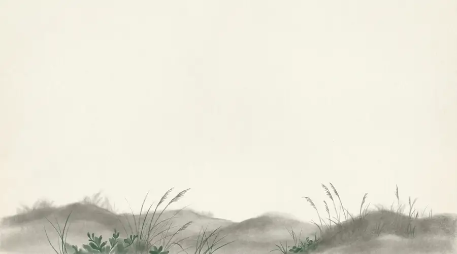 Abstract, stylized silhouette of a low coastal dune line under a plain sky band, no landmark, building, or text shown